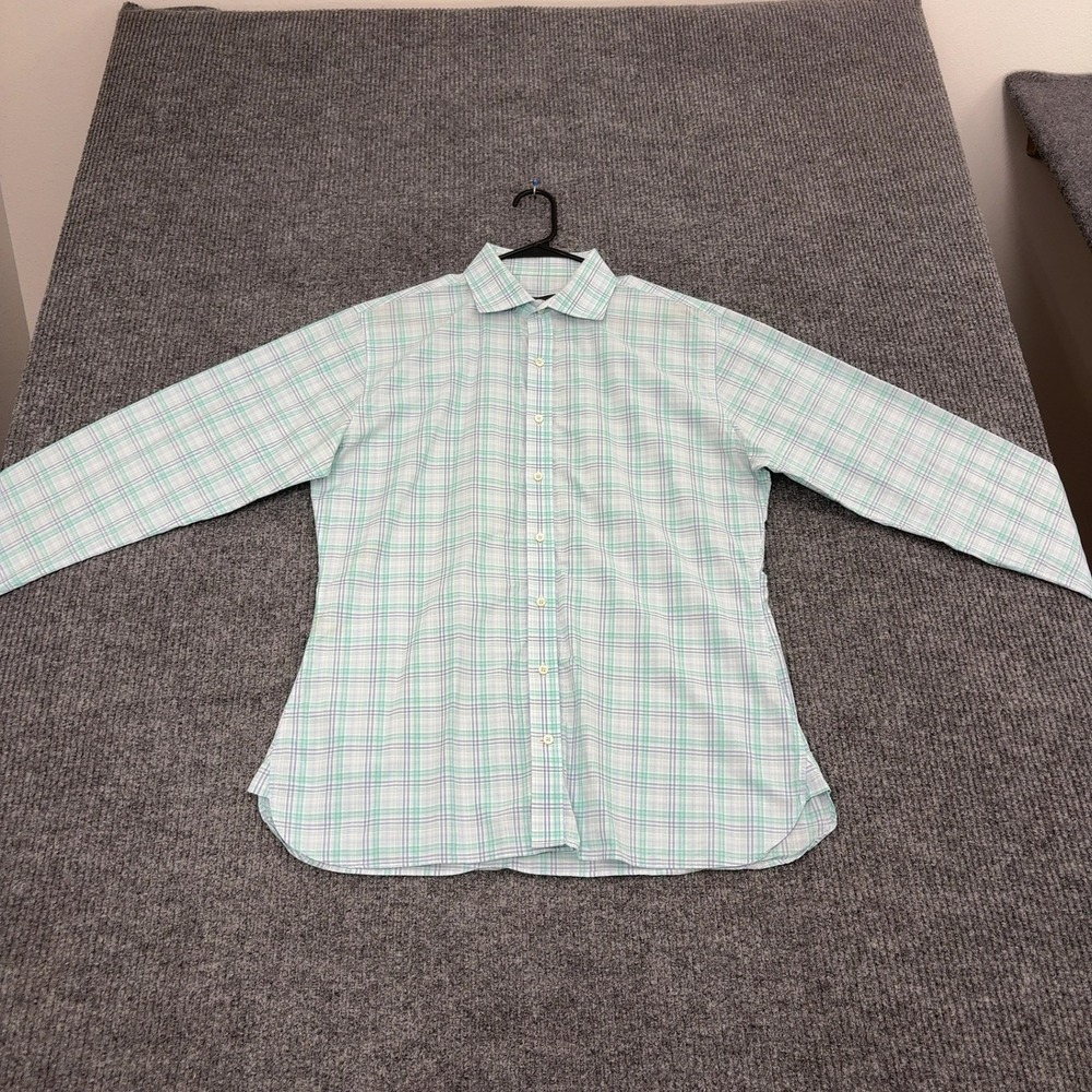 Alton Lane Button Down Mens 22.5x29.5 Green Cotton Plaid Long Sleeve Casual